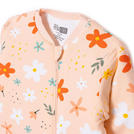 HelloBaby Kız Bebek Uyku Tulumu Fermuarlı Bisiklet Yaka Uzun Kol Ribanalı