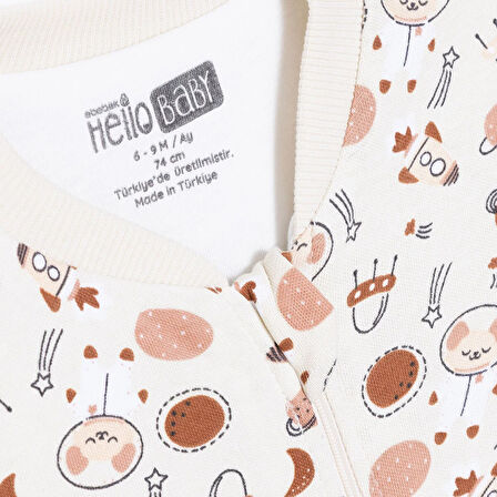 HelloBaby Erkek Bebek Uyku Tulumu 2.5 Tog İnterlok Bisiklet Yaka Uzun Kol Ribanalı Paça