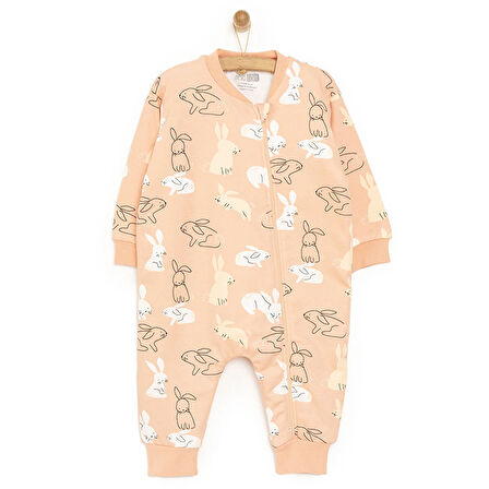 HelloBaby Kız Bebek Uyku Tulumu 1 Tog Fermuarlı Bisiklet Yaka Uzun Kol Ribanalı Paça