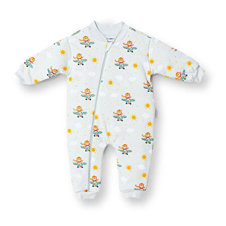 Little Plane Erkek Bebek Uyku Tulumu Fermuarlı 2,5 tog Bisiklet Yaka Uzun Kol Patiksiz Paça