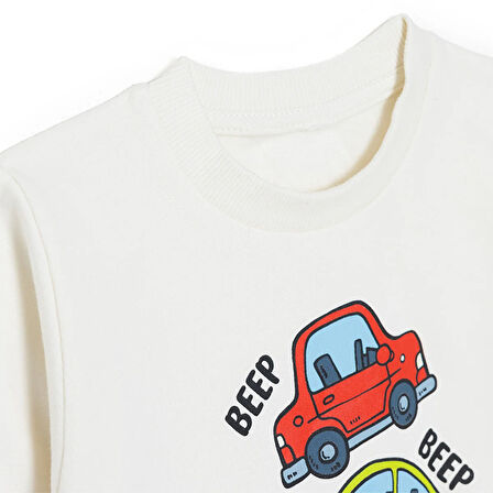 HelloBaby Erkek Bebek Basic Sweatshirt Şardonlu Bisiklet Yaka Uzun Kol