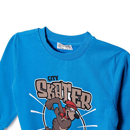 HelloBaby Erkek Bebek Sweatshirt Bisiklet Yaka Uzun Kol