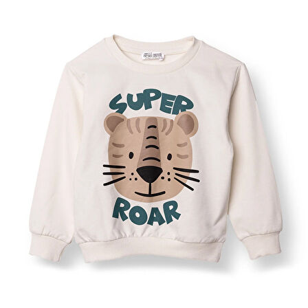 HelloBaby Erkek Bebek Basic Sweatshirt Şardonlu Bisiklet Yaka Uzun Kol