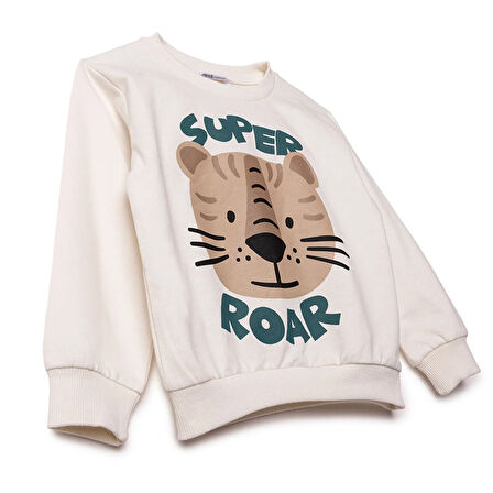 HelloBaby Erkek Bebek Basic Sweatshirt Şardonlu Bisiklet Yaka Uzun Kol