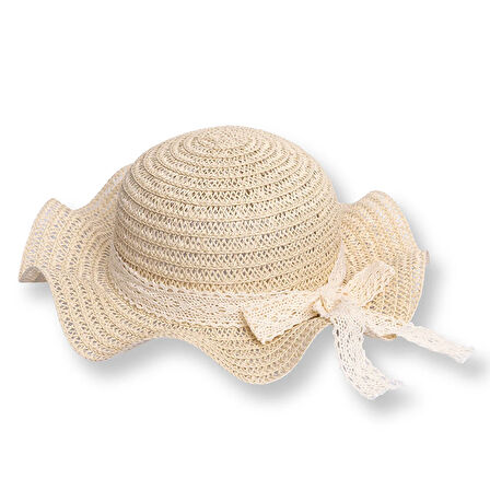 HelloBaby Kız Bebek Kurdeleli Hasır Şapka