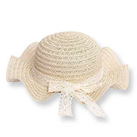 HelloBaby Kız Bebek Kurdeleli Hasır Şapka