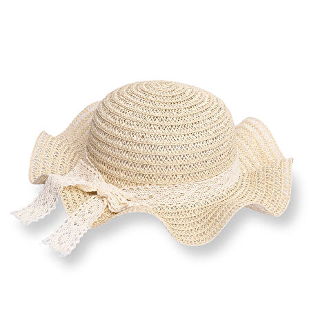 HelloBaby Kız Bebek Kurdeleli Hasır Şapka