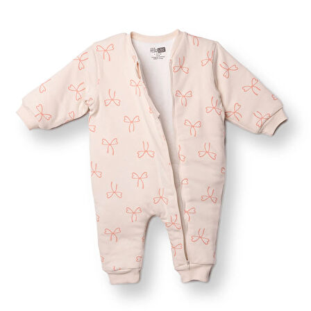 HelloBaby Kız Bebek 2.5 Tog Uyku Tulumu İnterlok Bisiklet Yaka Uzun Kol Ribanalı Paça