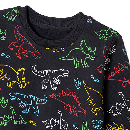 HelloBaby Erkek Bebek Basic Sweatshirt Şardonlu Bisiklet Yaka Uzun Kol