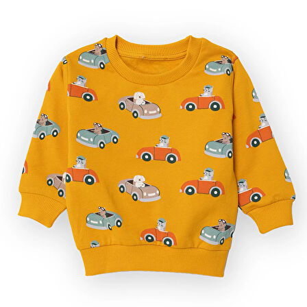 HelloBaby Araba Baskılı Sweatshirt Erkek Bebek