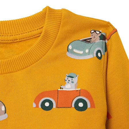 HelloBaby Araba Baskılı Sweatshirt Erkek Bebek