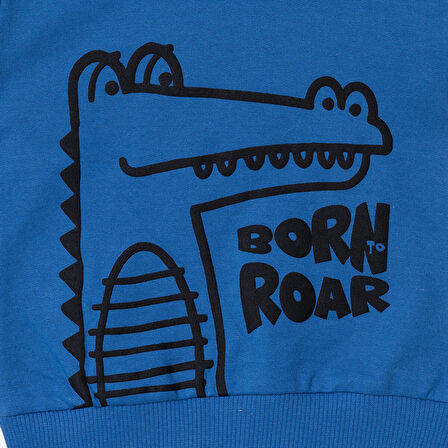 HelloBaby Erkek Bebek Sweatshirt  Timsah Baskılı Bisiklet Yaka Uzun Kol