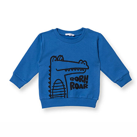 HelloBaby Erkek Bebek Sweatshirt  Timsah Baskılı Bisiklet Yaka Uzun Kol