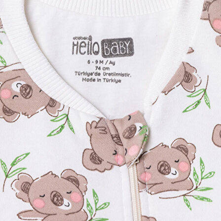 HelloBaby Erkek Bebek Uyku Tulumu 1 tog Fermuarlı Bisiklet Yaka Uzun Kol Ribanalı Paça