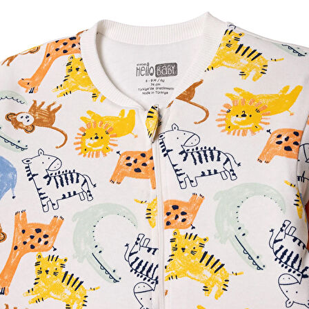 HelloBaby Erkek Bebek Uyku Tulumu 2.5 Tog İnterlok Bisiklet Yaka Uzun Kol Ribanalı Paça