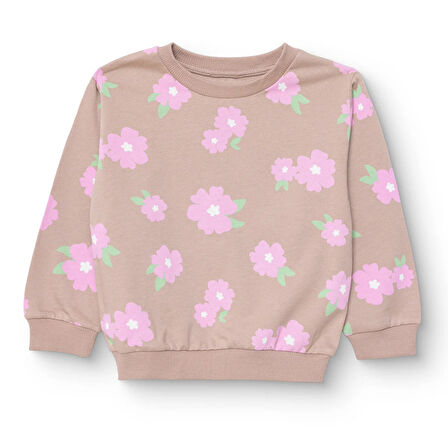 HelloBaby Kız Bebek Basic Sweatshirt Şardonlu Bisiklet Yaka Uzun Kol