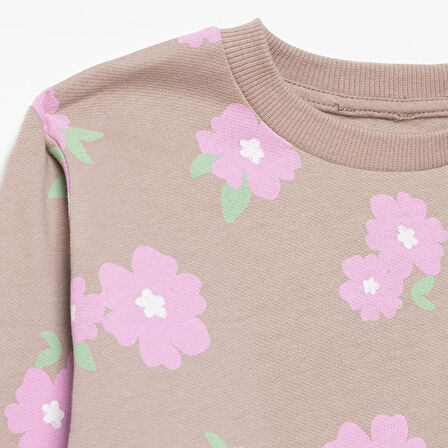 HelloBaby Kız Bebek Basic Sweatshirt Şardonlu Bisiklet Yaka Uzun Kol