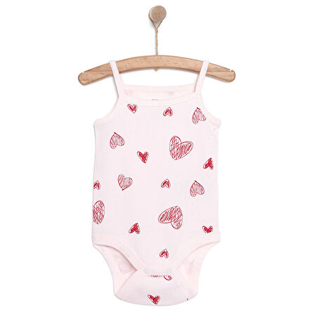 HelloBaby Kız Bebek Body Bisiklet Yaka İp Askılı Pembe