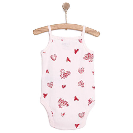 HelloBaby Kız Bebek Body Bisiklet Yaka İp Askılı Pembe