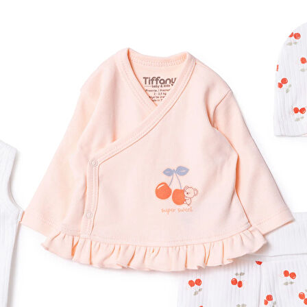 Tiffany Yenidoğan Kız  Kiraz Desenli Prematüre Set Kız Bebek