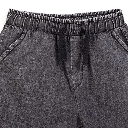 HelloBaby Erkek Bebek Basic Şort Denim Reçme Paça Siyah