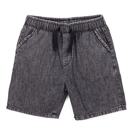 HelloBaby Erkek Bebek Basic Şort Denim Reçme Paça Siyah