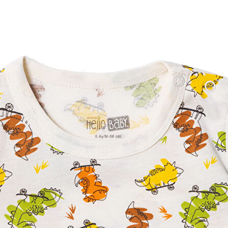 HelloBaby Erkek Bebek Kısa Tulum Çıtçıtlı Bisiklet Yaka Kısa Kol