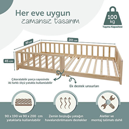 baby plus Çatısız Montessori Karyola