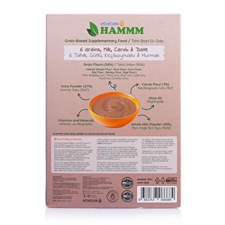 HAMMM 6 Tahıllı Sütlü Keçiboynuzlu ve Hurmalı 200 gr.