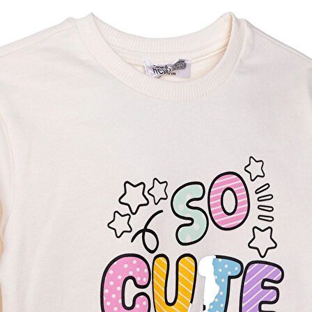 HelloBaby Kız Bebek Eşofman Takım Bisiklet Yaka Uzun Kol Lastikli Paça