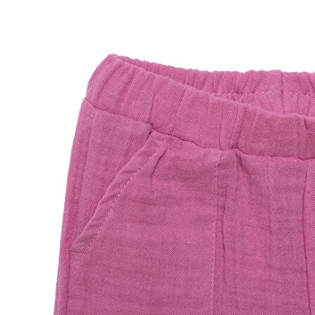 HelloBaby Kız Bebek Pantolon Müslin Reçme Paça Pembe