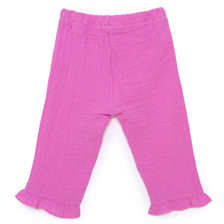 HelloBaby Kız Bebek Pantolon Müslin Reçme Paça Pembe