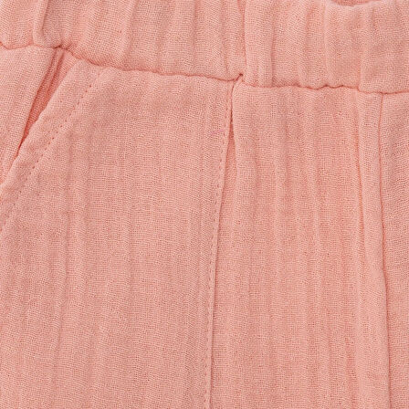 HelloBaby Kız Bebek Pantolon Müslin Reçme Paça Pembe