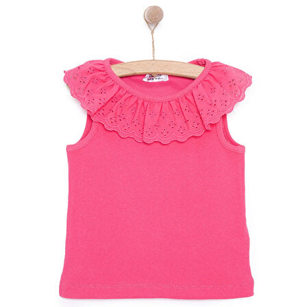 HelloBaby Kız Bebek Bluz Romantic Garden Bebe Yaka Atlet Kol Pembe
