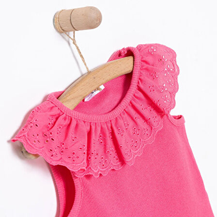 HelloBaby Kız Bebek Bluz Romantic Garden Bebe Yaka Atlet Kol Pembe