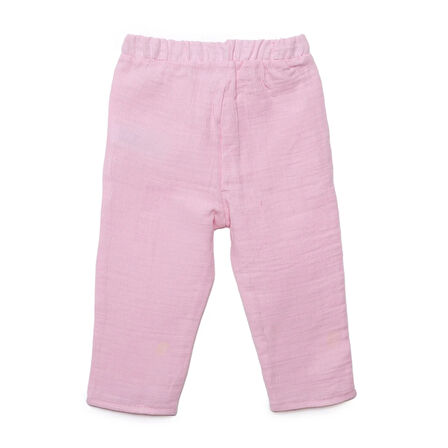 HelloBaby Kız Bebek Pantolon Müslin Reçme Paça Pembe
