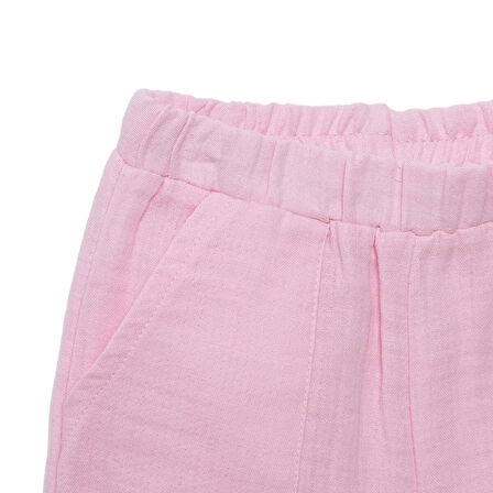 HelloBaby Kız Bebek Pantolon Müslin Reçme Paça Pembe