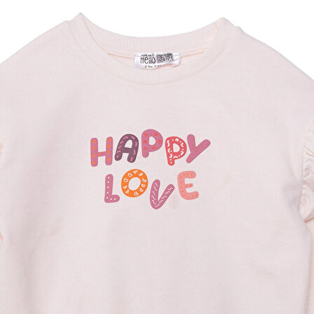 HelloBaby Kız Bebek Sweatshirt - Tayt Motto Girl Bisiklet Yaka Uzun Kol Reçme Paça