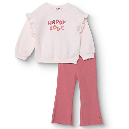 HelloBaby Kız Bebek Sweatshirt - Tayt Motto Girl Bisiklet Yaka Uzun Kol Reçme Paça