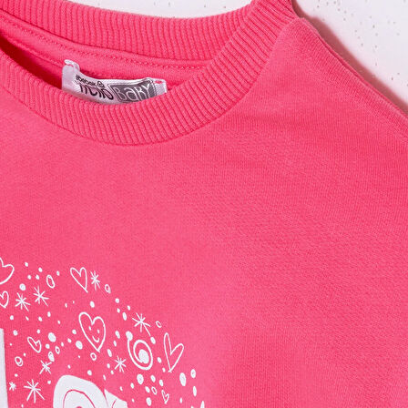 HelloBaby Kız Bebek Sweatshirt - Tayt Motto Girl Bisiklet Yaka Uzun Kol Reçme Paça