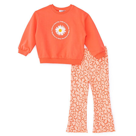 HelloBaby Kız Bebek Sweatshirt - Tayt Motto Girl Bisiklet Yaka Uzun Kol Reçme Paça