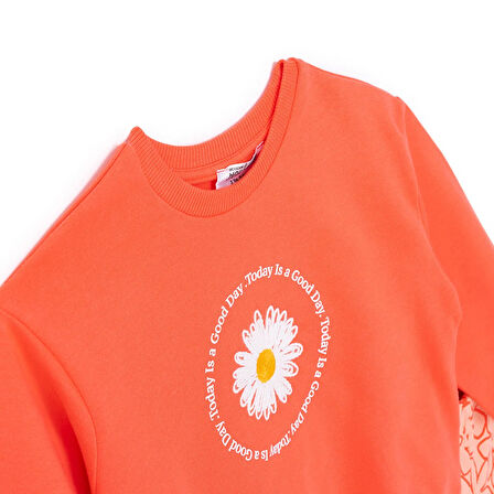 HelloBaby Kız Bebek Sweatshirt - Tayt Motto Girl Bisiklet Yaka Uzun Kol Reçme Paça