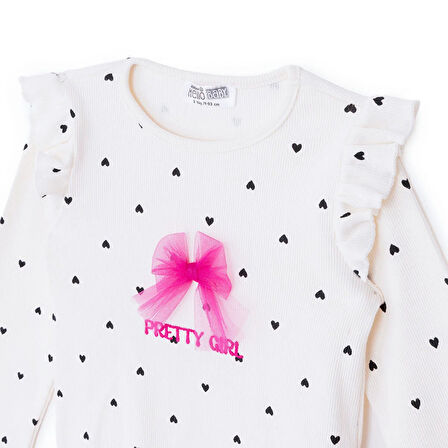 HelloBaby Kız Bebek Sweatshirt - Tayt Motto Girl Bisiklet Yaka Uzun Kol Reçme Paça