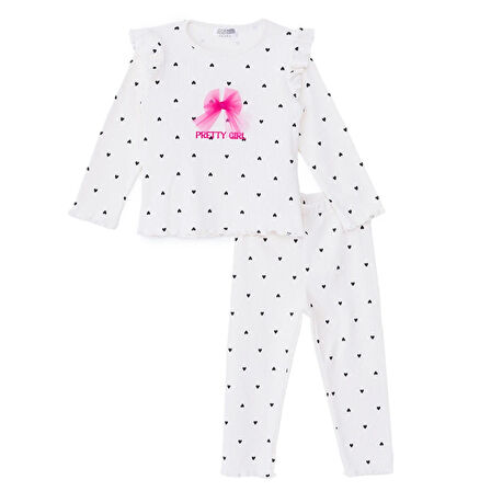 HelloBaby Kız Bebek Sweatshirt - Tayt Motto Girl Bisiklet Yaka Uzun Kol Reçme Paça