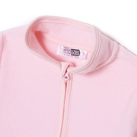 HelloBaby Kız Bebek Polar Hırka Fermuarlı Hakim Yaka Uzun Kol