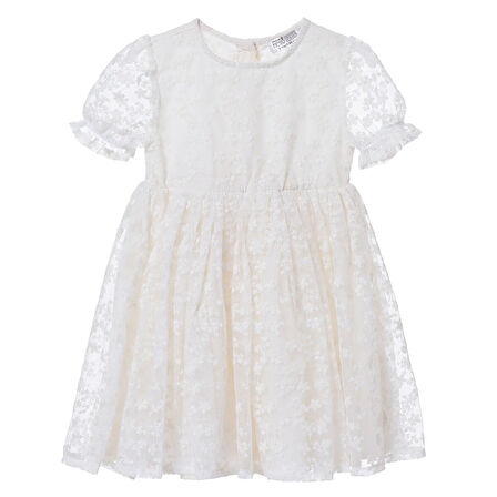 HelloBaby Kız Bebek Elbise Düğmeli Bisiklet Yaka Kısa Kol