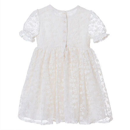 HelloBaby Kız Bebek Elbise Düğmeli Bisiklet Yaka Kısa Kol