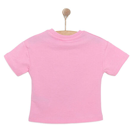 HelloBaby Kız Bebek Tişört Bisiklet Yaka Kısa Kol Pembe