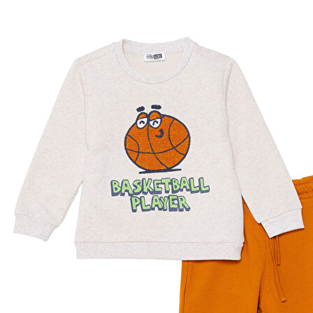 HelloBaby Erkek Bebek Eşofman Takımı Motto Boy Bisiklet Yaka Uzun Kol Ribanalı