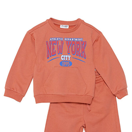 HelloBaby Erkek Bebek Eşofman Takımı Bisiklet Yaka Uzun Kol Ribanalı Paça